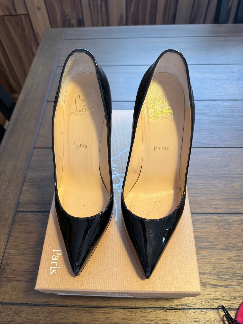 Christian Louboutin Black Patent Pointed Toe Pumps